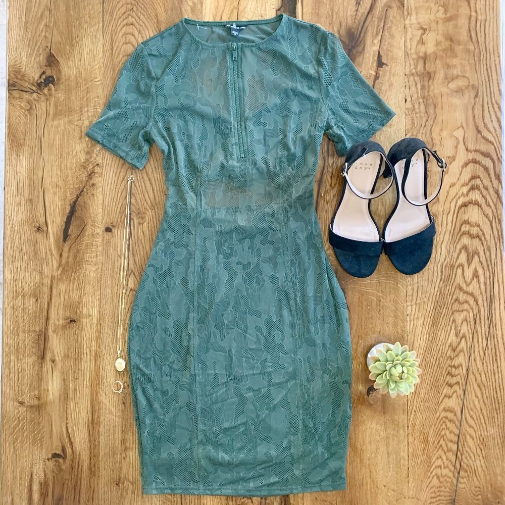 GUESS | Stassi Green Cutout-Back Mini Dress | XS